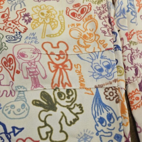 Krush Kandy Graffiti Jeans –Streetwear Art Statement –Stylized Cartoon–Size L - Picture 6 of 9